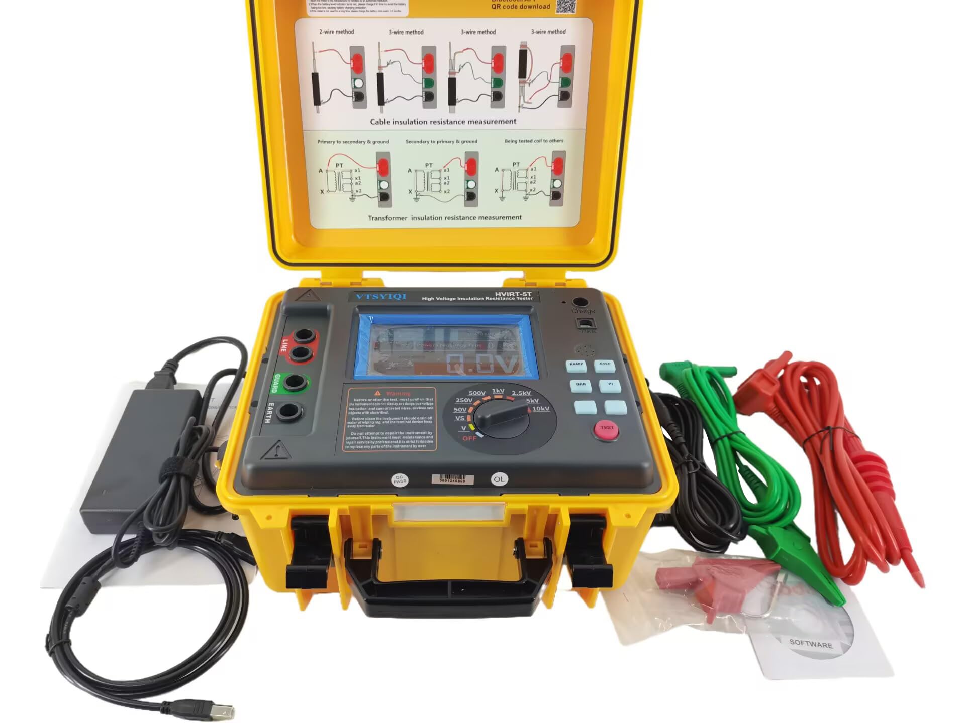 High Voltage Insulation Tester Kit - 10kV/10TΩ Insulation Resistance Meter with ±5% Accuracy & USB Communication - Perfect for Electrical Maintenance, Power Grid Testing, and Industrial Equipment Safety Checks
