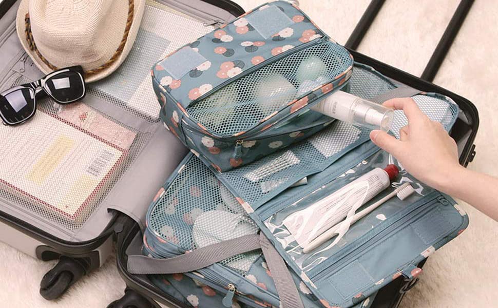 Eopzo Multi-Functional Hanging Toiletry Bag for Travel - Waterproof Cosmetic & Makeup Organizer with Separate Compartments, Perfect Shaving Kit Pouch for Men & Women | Ideal for Camping, Business Trips & Vacation (Color Options Available)