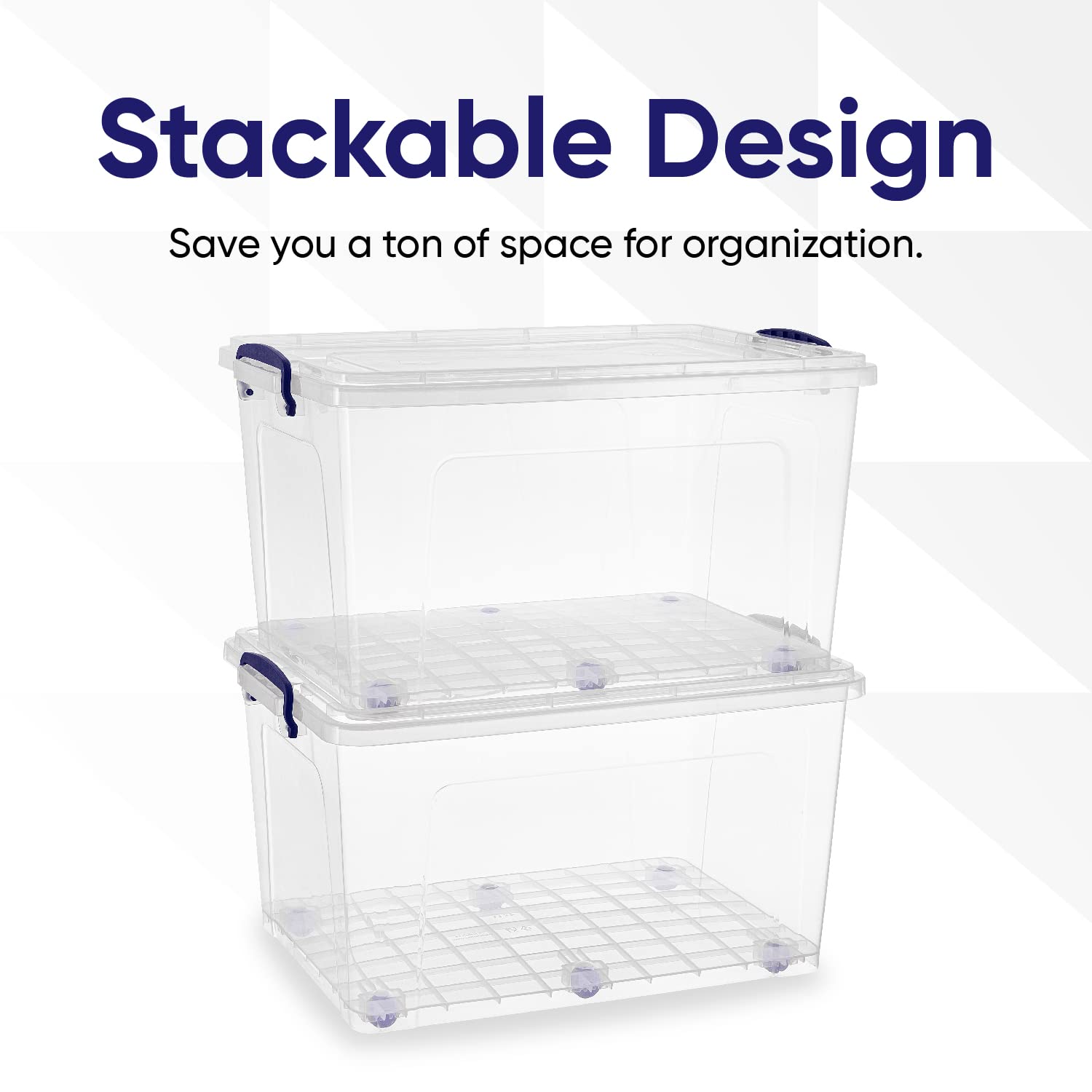 Superio Clear Plastic Storage Bins with Lids - 44 Quart Stackable Organizing Containers (2 Pack) | BPA Free & Odor Free | Perfect for Home, Dorm, Pantry & Closet Organization
