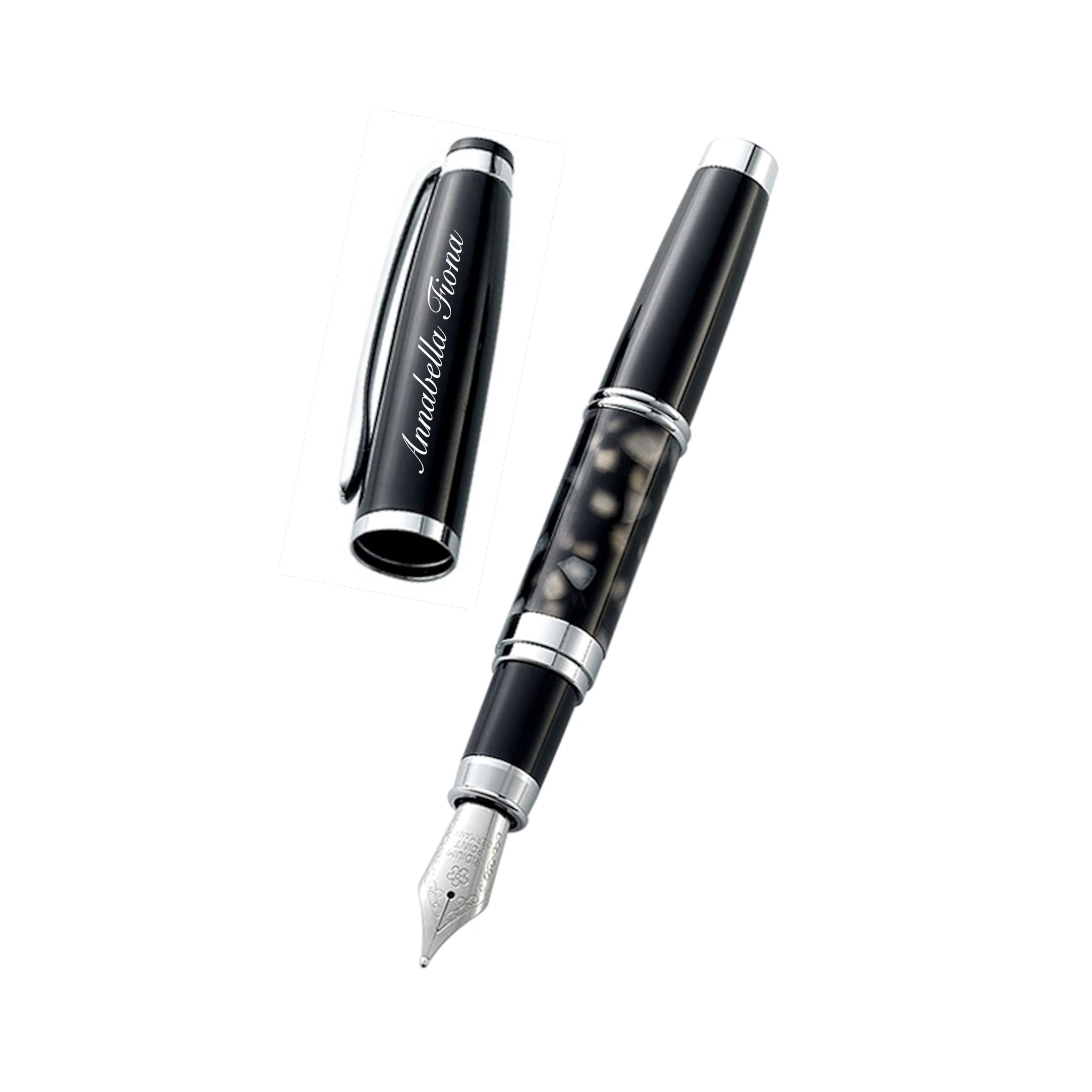Custom Engraved Silver Fountain Pen - Gifts for Men, Graduation & Teachers | USA Shipping