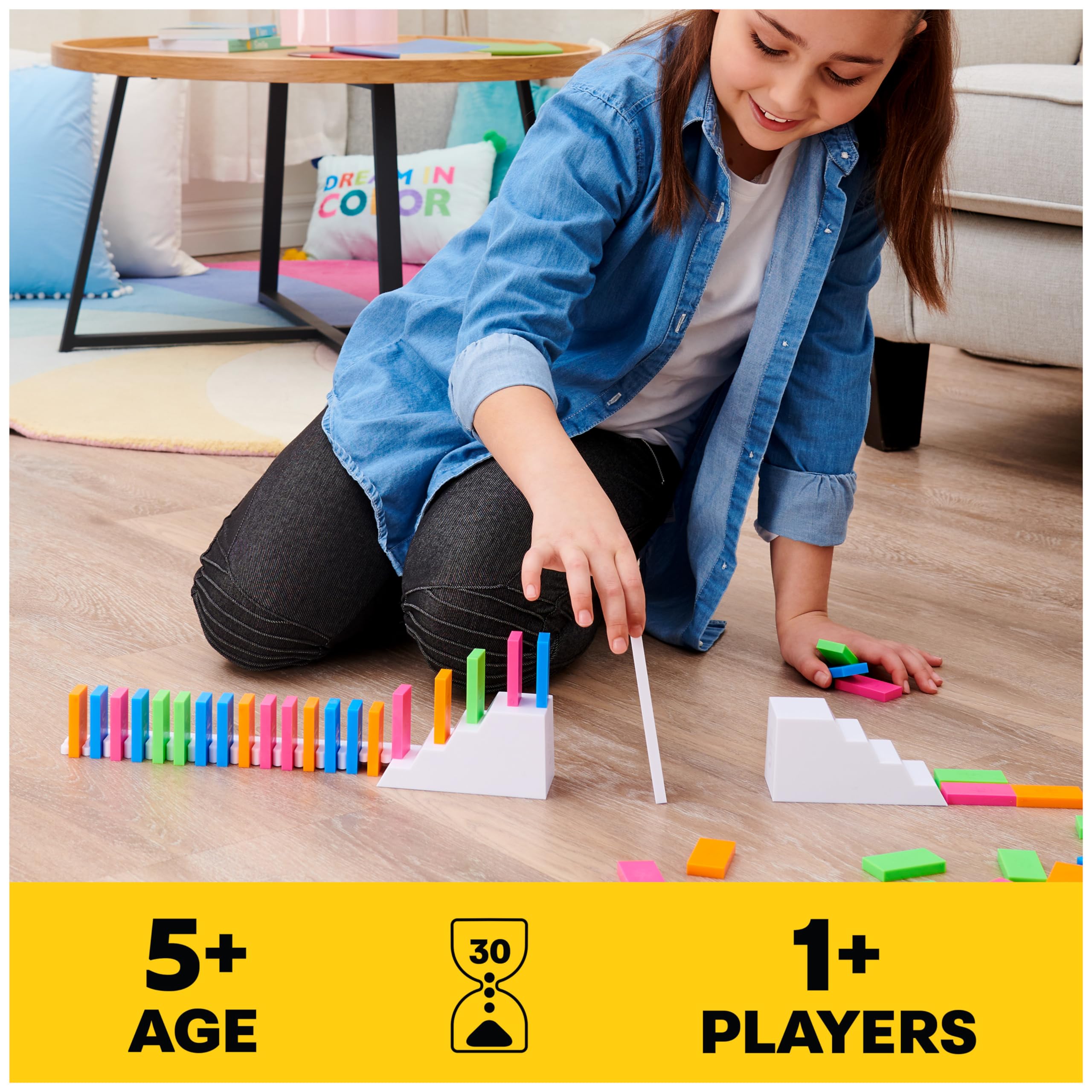 Spin Master Games Lily Hevesh H5 Domino Creations 100-Piece Neon Dominoes Set - STEM Building Toys for Kids & Family, Educational Stacking Game for Ages 5+ (1+ Players) - Perfect for Birthday Gifts, Classroom Activities & Family Game Night