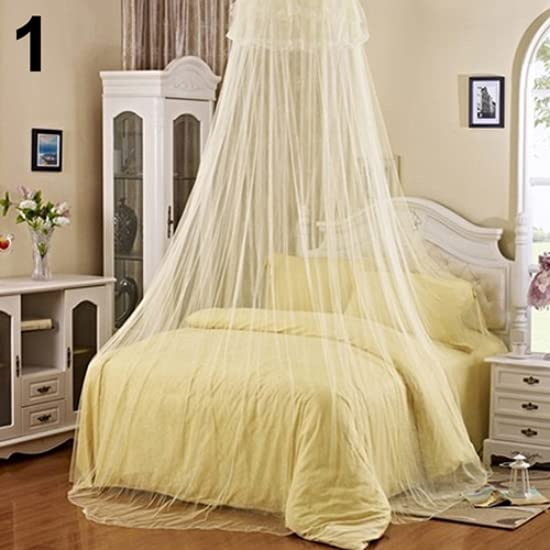 Princess Bed Canopy - Round Dome Hanging Mosquito Net for Bedroom, White - Perfect for Girls' Room Decor & Fairy Tale Bedroom Theme