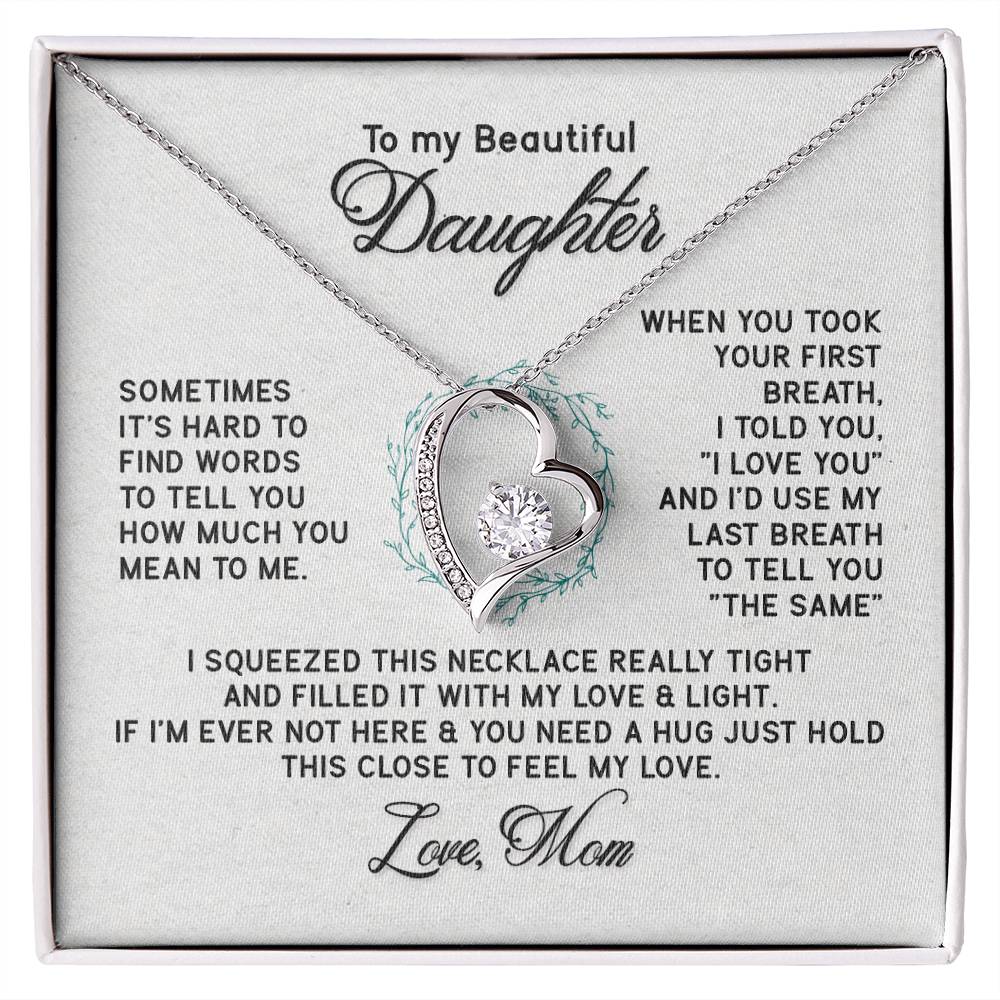 Beautiful Jewelry Necklace for Daughter - Thoughtful Gift from Mom in White or Yellow Gold Finish - Perfect for Birthdays, Graduation & Special Occasions