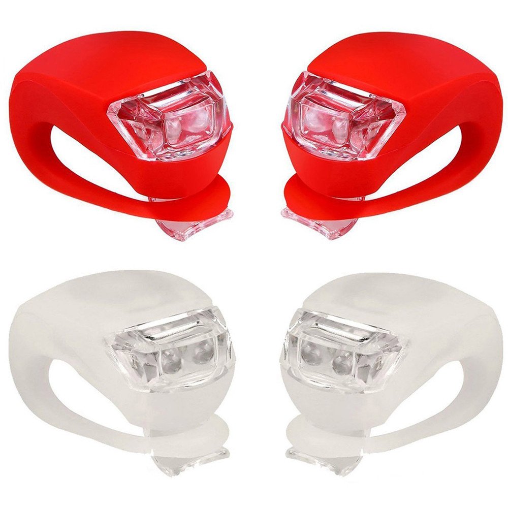 ONHUON Mountain Bike LED Light Set - Front & Rear Bicycle Lights with Silicone Clip for Adults - Waterproof, Bright Safety Lights for Night Riding, Cycling, Commuting (White, One Size)