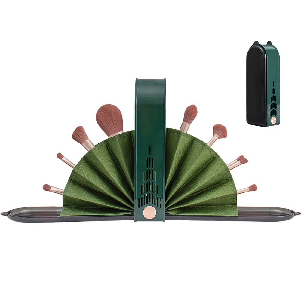BETYMAO Travel Makeup Brush Holder - Retractable Cosmetic Organizer with Divider, Waterproof & Dustproof Portable Makeup Case for Artists | Stand-Up Plastic Storage Pouch, Luxury Green | Perfect for Travel, Home Vanity & Professional Makeup Kits