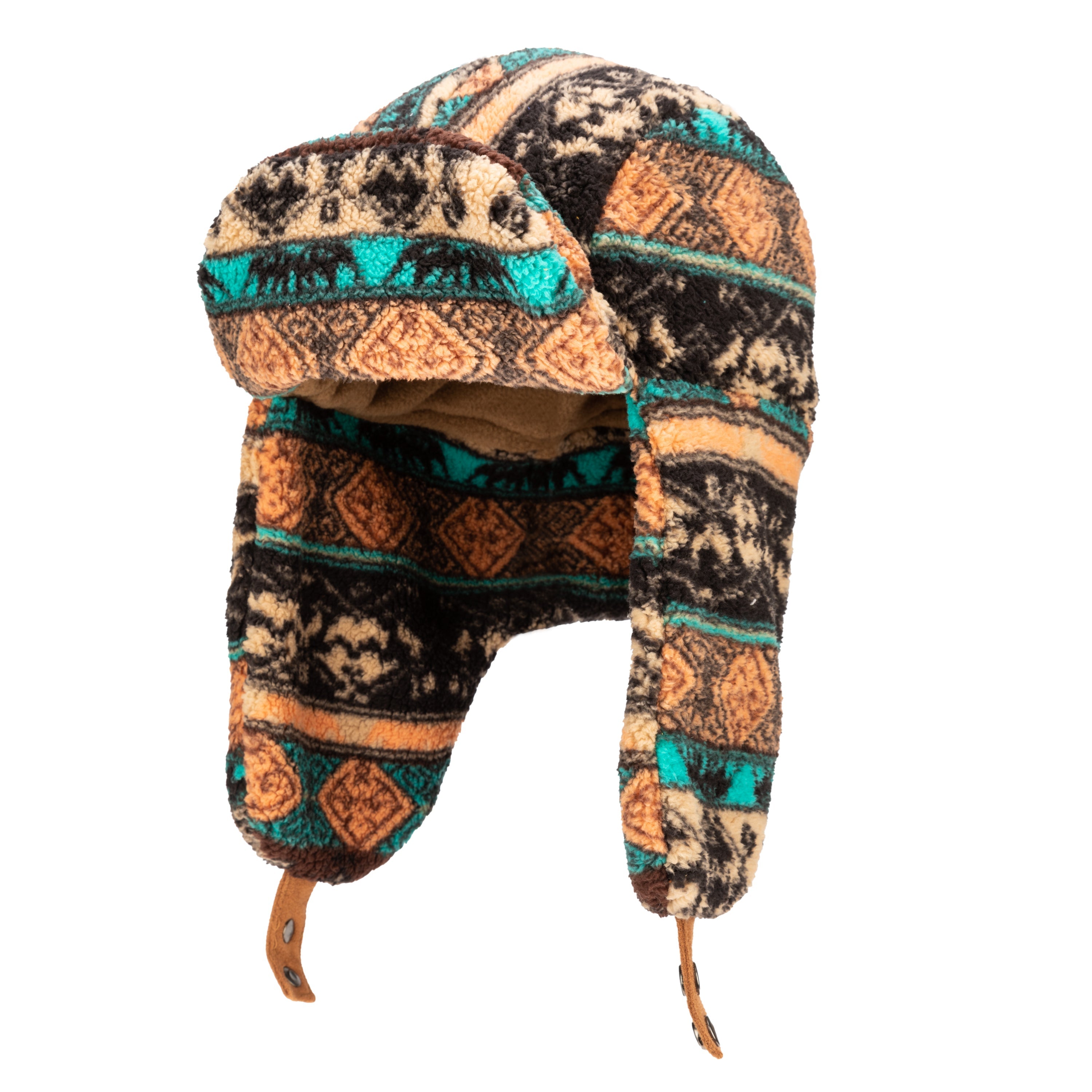 Printed Fleece Trapper Hat - Warm Winter Beanie for Men & Women - Cozy Outdoor Activities, Skiing, Snowboarding, and Hiking