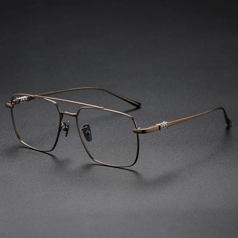 Aimee Unisex Full Rim Square Double Bridge Titanium Eyeglasses 5193 - Lightweight Durable Frame for Men & Women - Perfect for Reading, Work & Fashion Accessories