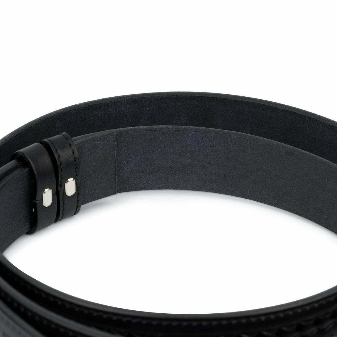 Premium 35mm Full Grain Leather Belt Strap for Montblanc Buckles - Black Embossed Replacement Band for Men | Dress Belt for Business & Formal Occasions