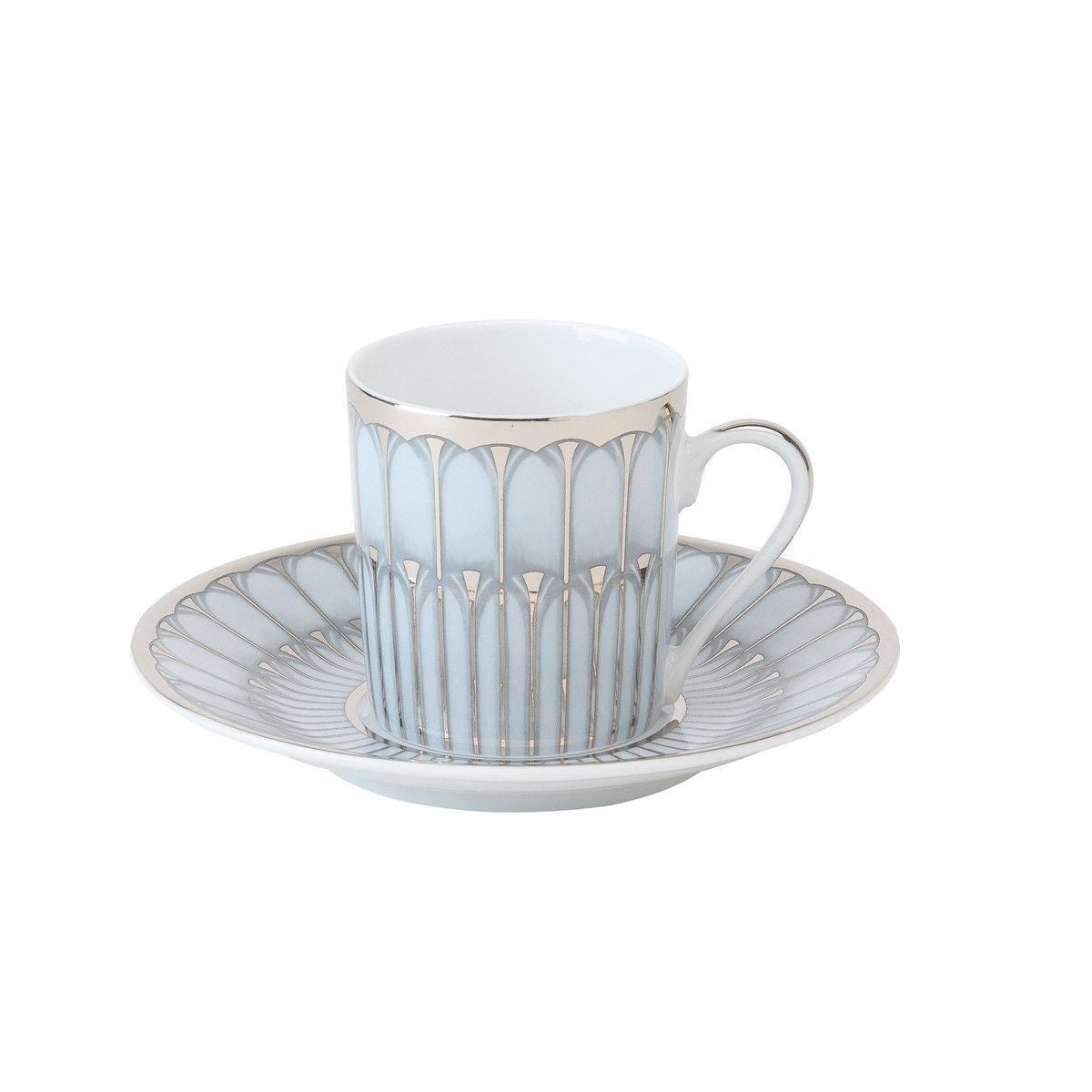 Elegant Arcades Grey & Platinum Coffee Saucer Set - Perfect for Espresso, Tea, and Dessert Serving - Ideal for Home, Cafe, and Restaurant Use