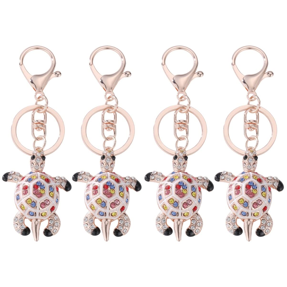 VALICLUD 4PCS Rhinestone Car Key Holder Set - Turtle Shaped Animal Keychain with Bag Pendant for Women, Car Decor Accessories | Perfect for Car Keys, House Keys & Gift Giving
