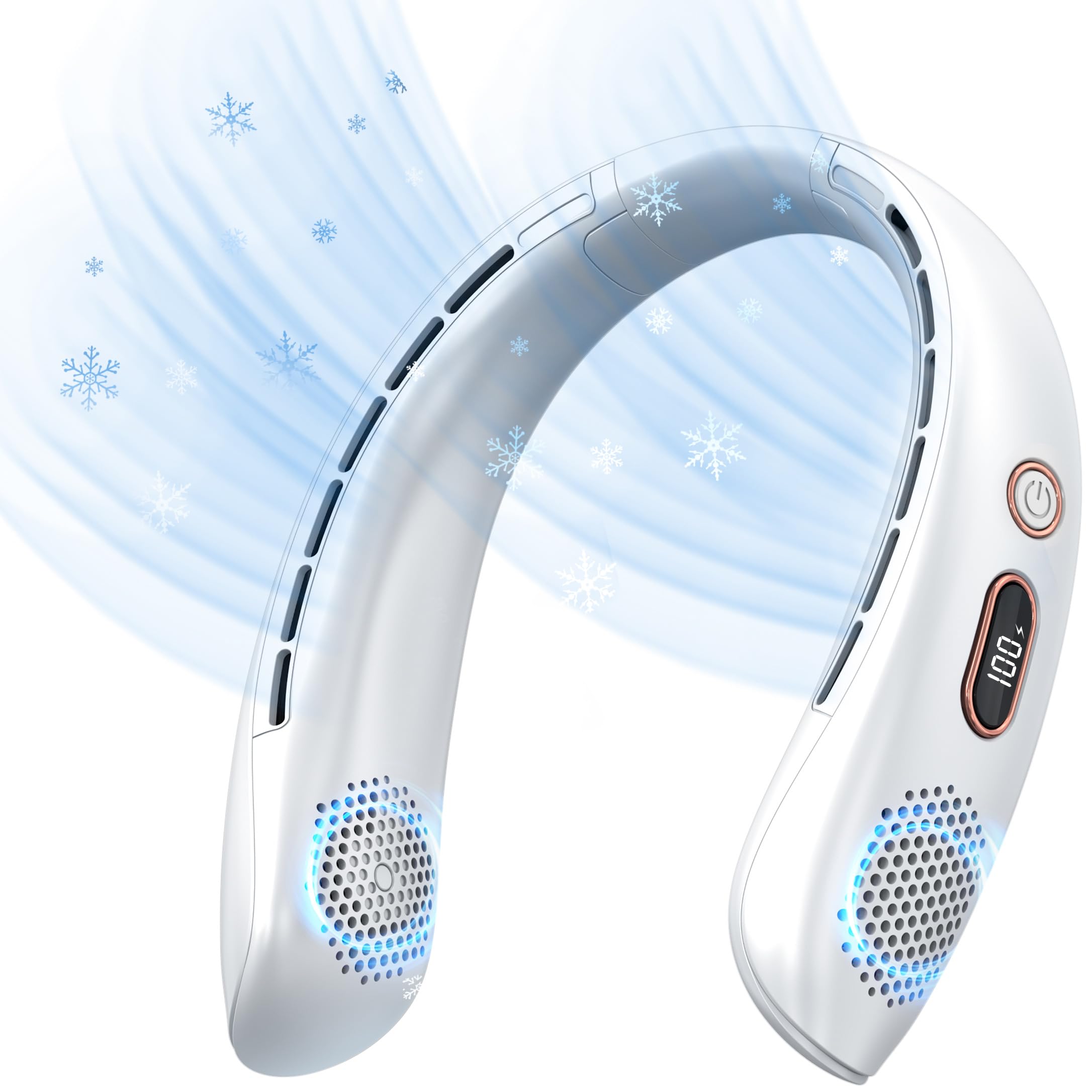 VEKK Bladeless Neck Fan - 6000mAh USB Rechargeable Wearable Personal Fan with LED Display, 360° Cooling, 3 Speed Settings & Ultra Quiet Operation - Perfect for Travel, Outdoor Activities, Camping, Office, Gym & Summer Heat Relief
