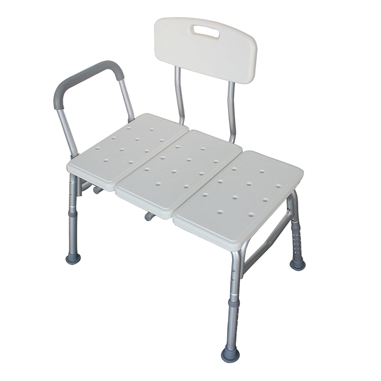 Uongfi Aluminum Alloy Shower Transfer Bench - Wide Seat Bath Chair with Padded Handle for Elderly & Disabled - Non-Slip Bathroom Safety Seat for Shower/Tub (White) | Ideal for Seniors, Post-Surgery Recovery & Mobility Assistance