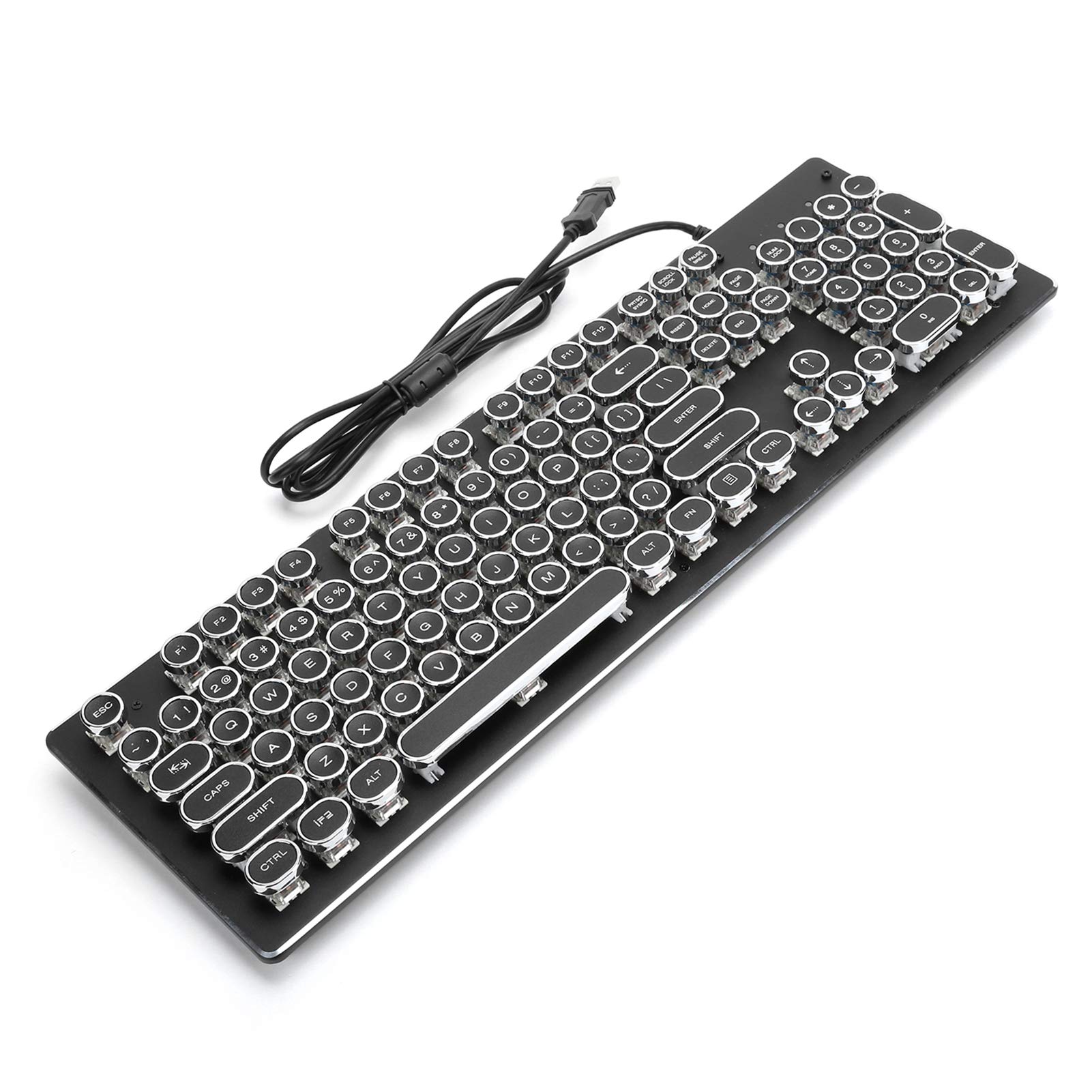 Retro Wired Mechanical Gaming Keyboard - 104 Keys with Mixed RGB Backlight, Ergonomic Design for PC Gamers | Perfect for FPS, MMO & Typing (Black)