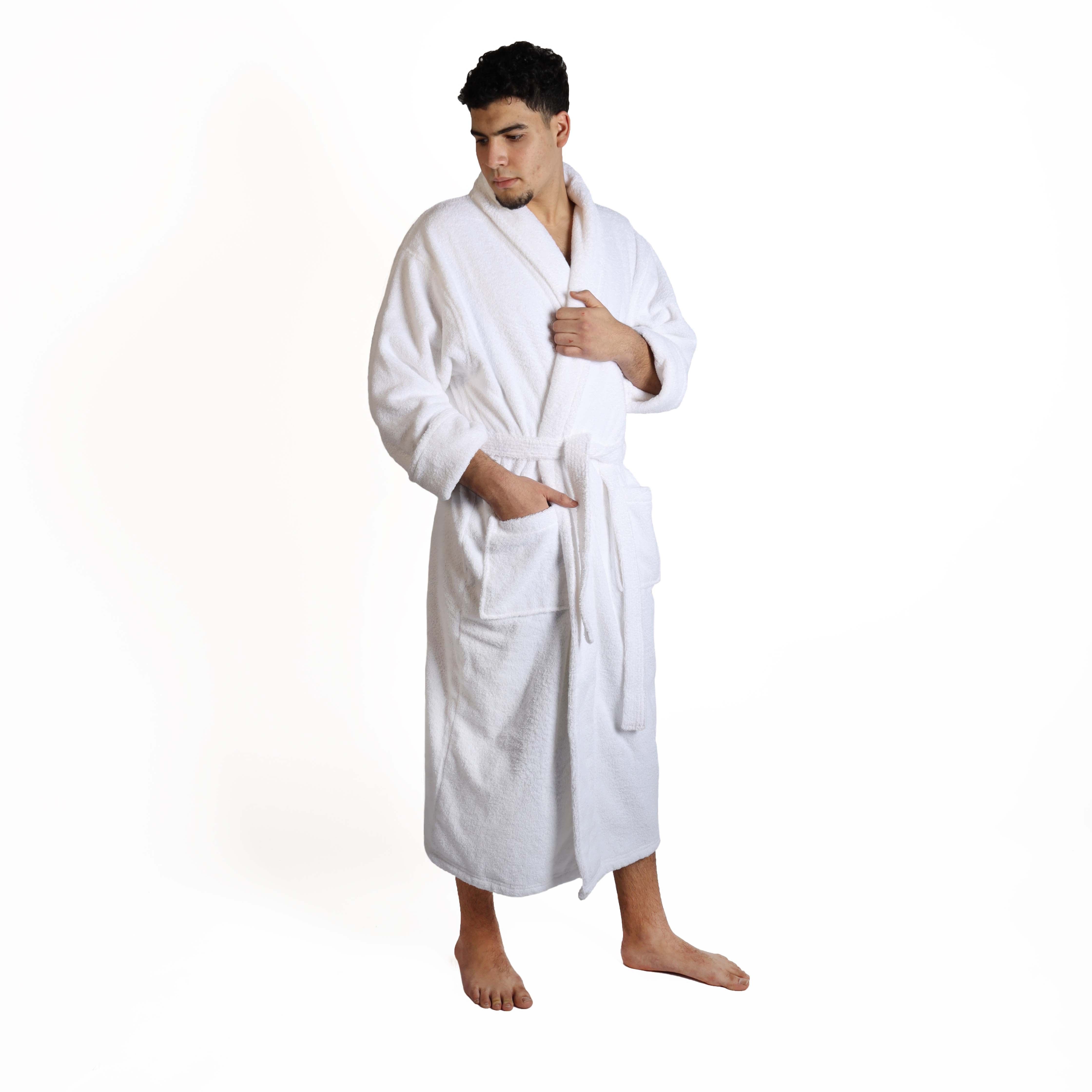 Premium Turkish Cotton Bathrobe for Women & Men - Unisex Shawl Collar Long Robe with Pockets | Soft Spa, Lounge & Hotel Style Bathrobe for Home Relaxation