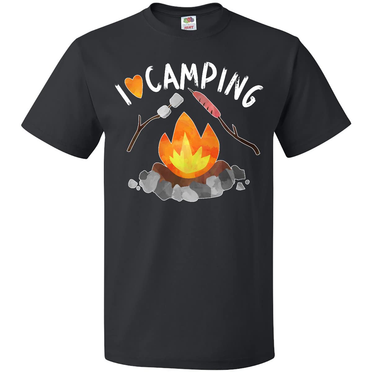 Inktastic I Love Camping T-Shirt with Campfire, Hot Dog & Marshmallows Design - Perfect for Outdoor Adventures, Hiking & Summer Camping Trips