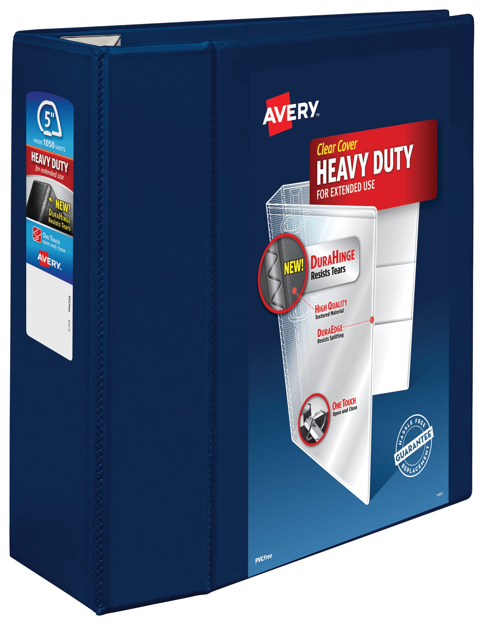 Avery Heavy-Duty 3-Ring Binder with One Touch EZD Rings - 5 Inch, 2.3/4.8 Inch Spine, Navy Blue (79806) - Perfect for School, Office, and Document Organization