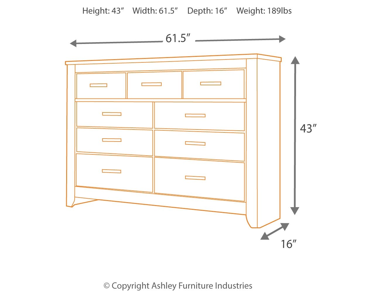 Signature Design by Ashley Zelen Rustic Contemporary 7-Drawer Dresser in Warm Gray - Modern Farmhouse Bedroom Furniture for Storage & Organization