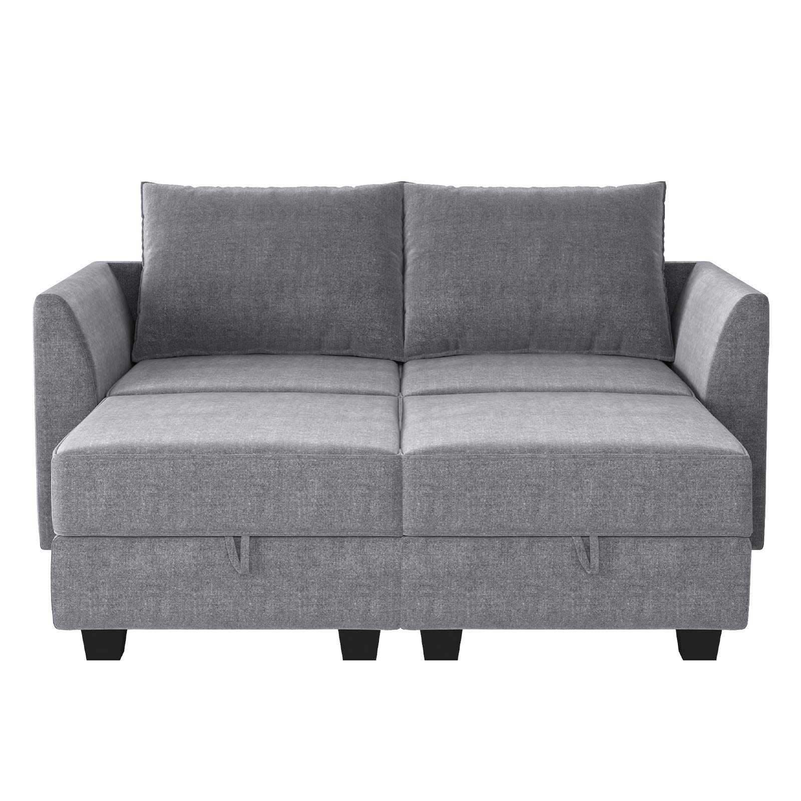 HONBAY Convertible Sectional Sofa with Chaise and Ottoman - Modular L-Shaped Couch for Small Spaces, Grey - Perfect for Apartments, Living Rooms and Home Theater Seating