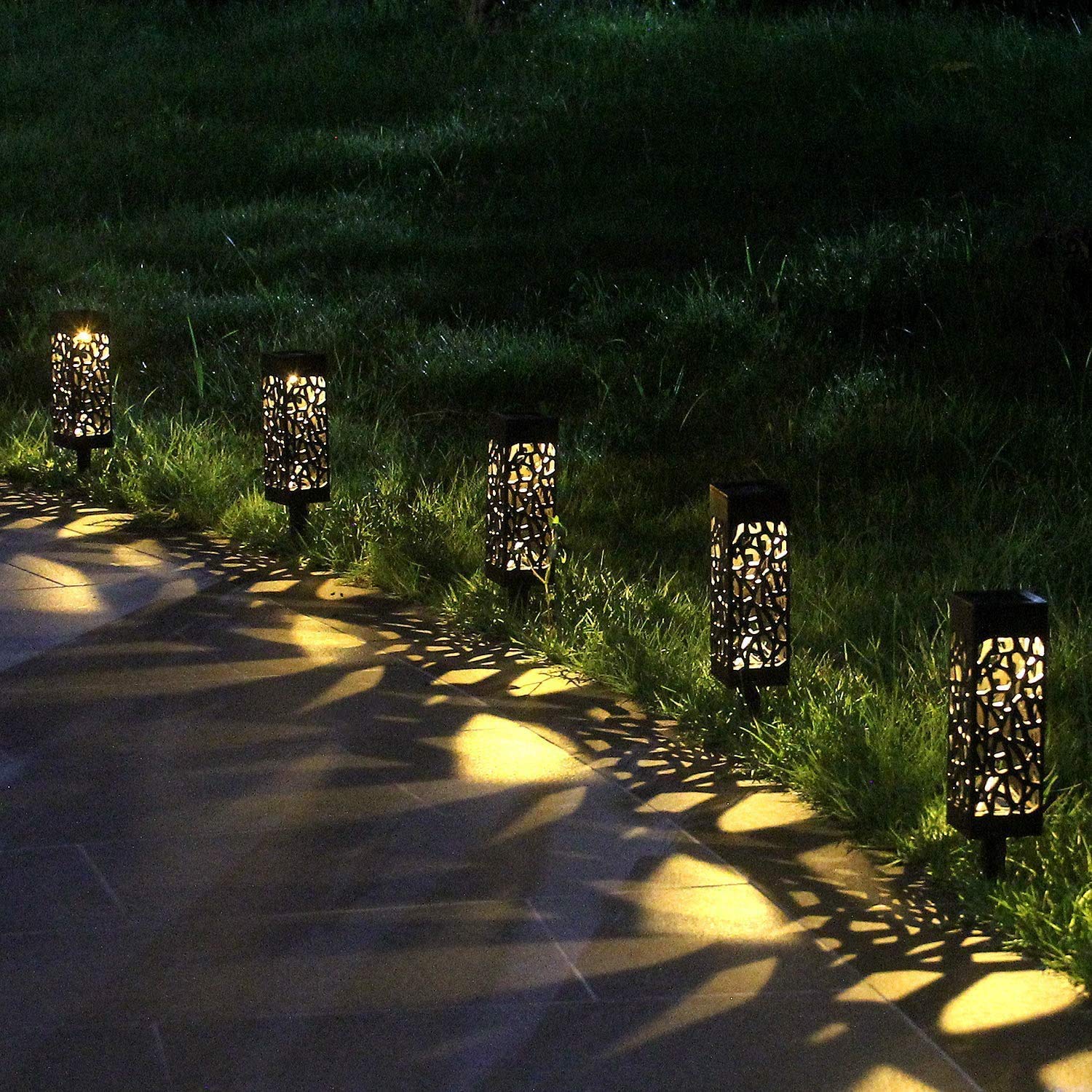 Homeroots 10 Pack Solar Powered LED Garden Lights - Waterproof Outdoor Solar Pathway Lights for Patio, Yard, Lawn, Walkway (White Light) | Automatic Dusk to Dawn Lighting for Landscape & Garden Decor