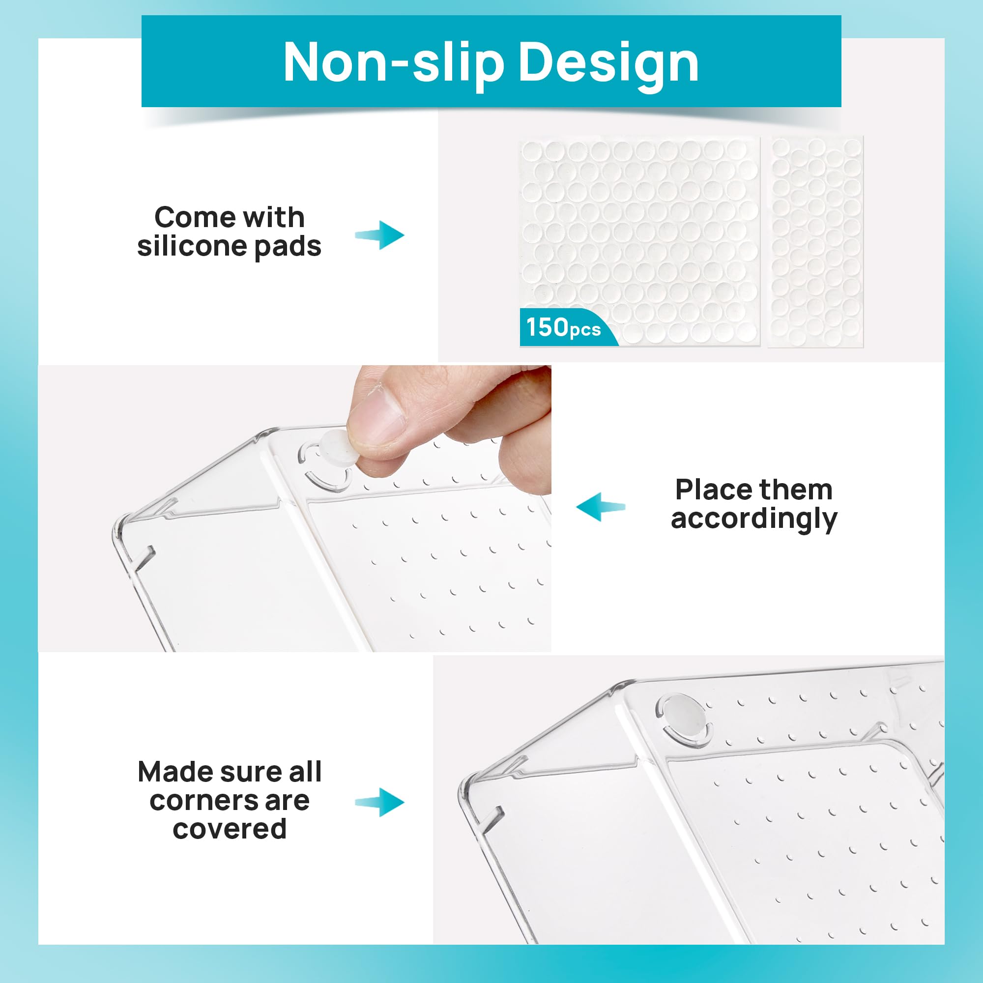 Vtopmart 28-Piece Clear Plastic Drawer Organizer Set - 4-Size Bathroom & Vanity Storage Trays | Acrylic Organizer Bins for Toiletries, Makeup, Cosmetics, Kitchen Utensils, Tools & Gadgets | Perfect for Bathroom Counter, Dresser Drawers & Closet Organization