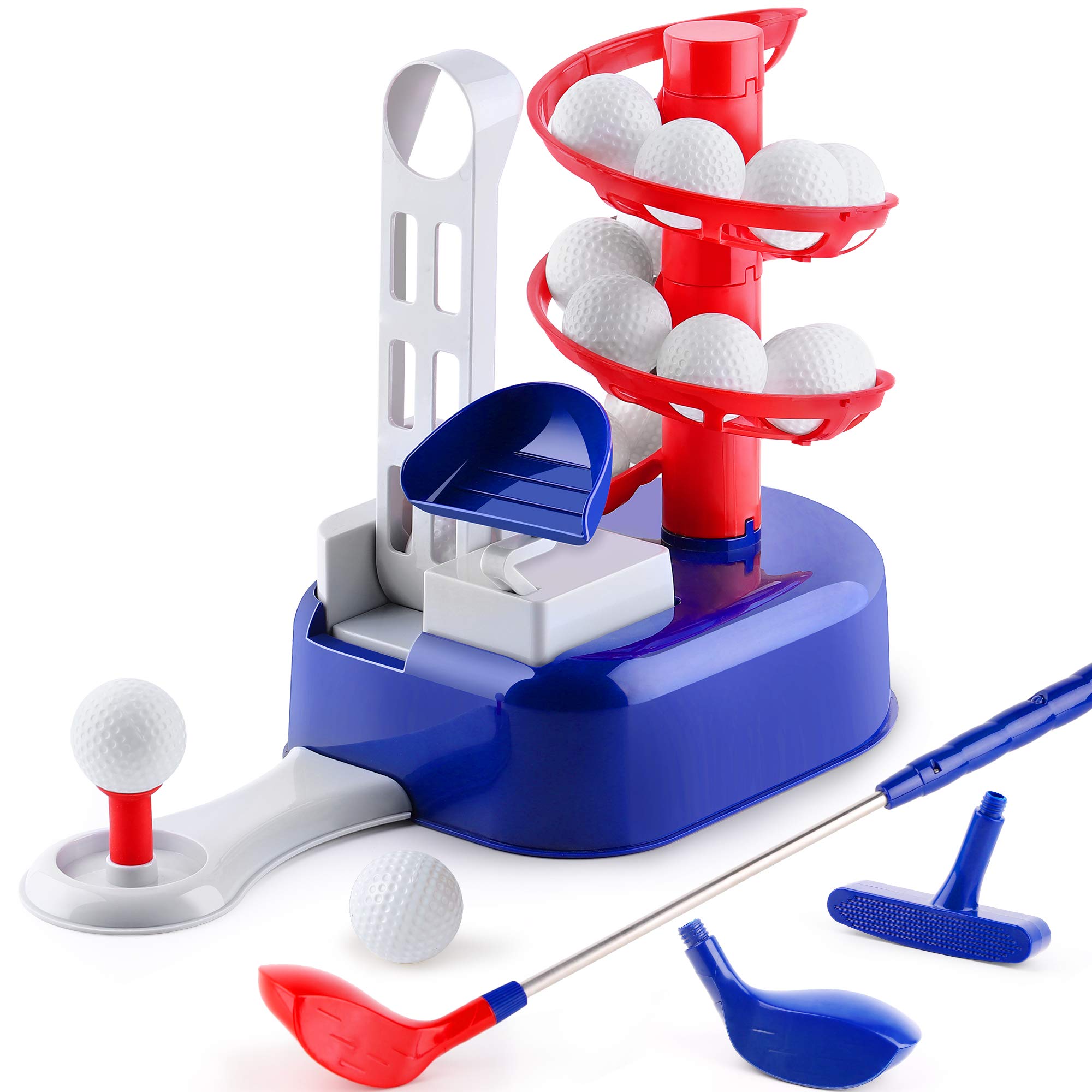 iPlay iLearn Kids Golf Toy Set - Adjustable Left & Right Hand Clubs for Boys & Girls Ages 3-8 | Outdoor Sports & Indoor Play | Perfect Birthday Gift for Toddlers | Encourages Active Exercise & Backyard Fun | Great for Birthday Parties, Family Yard Games & Preschool PE Activities