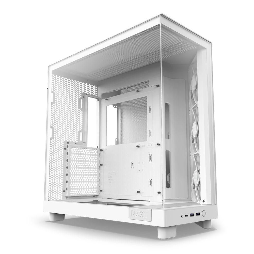 NZXT H6 Flow Dual Tempered Glass ATX Mid-Tower PC Case - High Airflow Design (Black/White) - Perfect for Gaming Rigs & Custom PC Builds