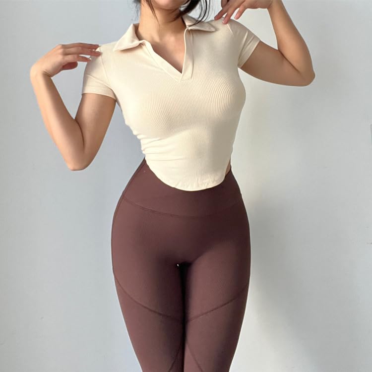 Women's Polo V-Neck T-Shirts - Sexy Casual & Workout Crop Tops for Everyday Wear, Gym, and Office Outfits