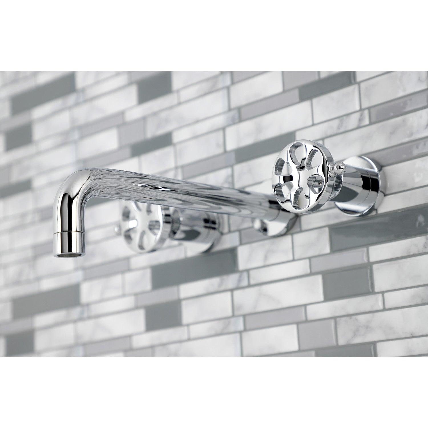Belknap KS8021RX 3-Hole Wall Mount Roman Tub Faucet with Two Handles - Polished Chrome Finish for Bathroom & Spa Luxury Experience