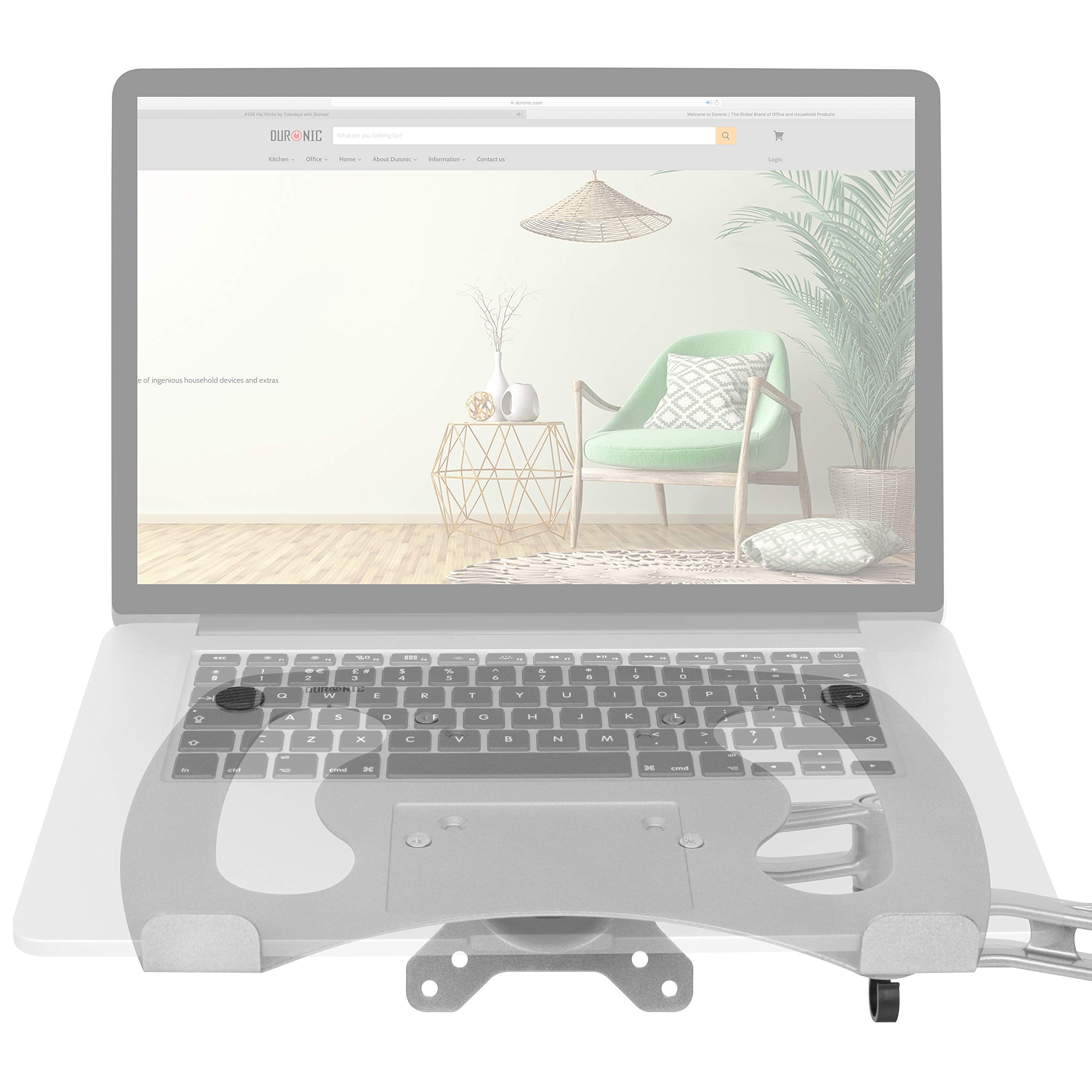 Duronic DML1/SR Silver Laptop Mount Tray - VESA 75/100 Compatible, 8kg Capacity for Laptop/Tablet/MacBook | Works with DM Series Monitor Stands | Perfect for Home Office, Gaming & Workspace Setup