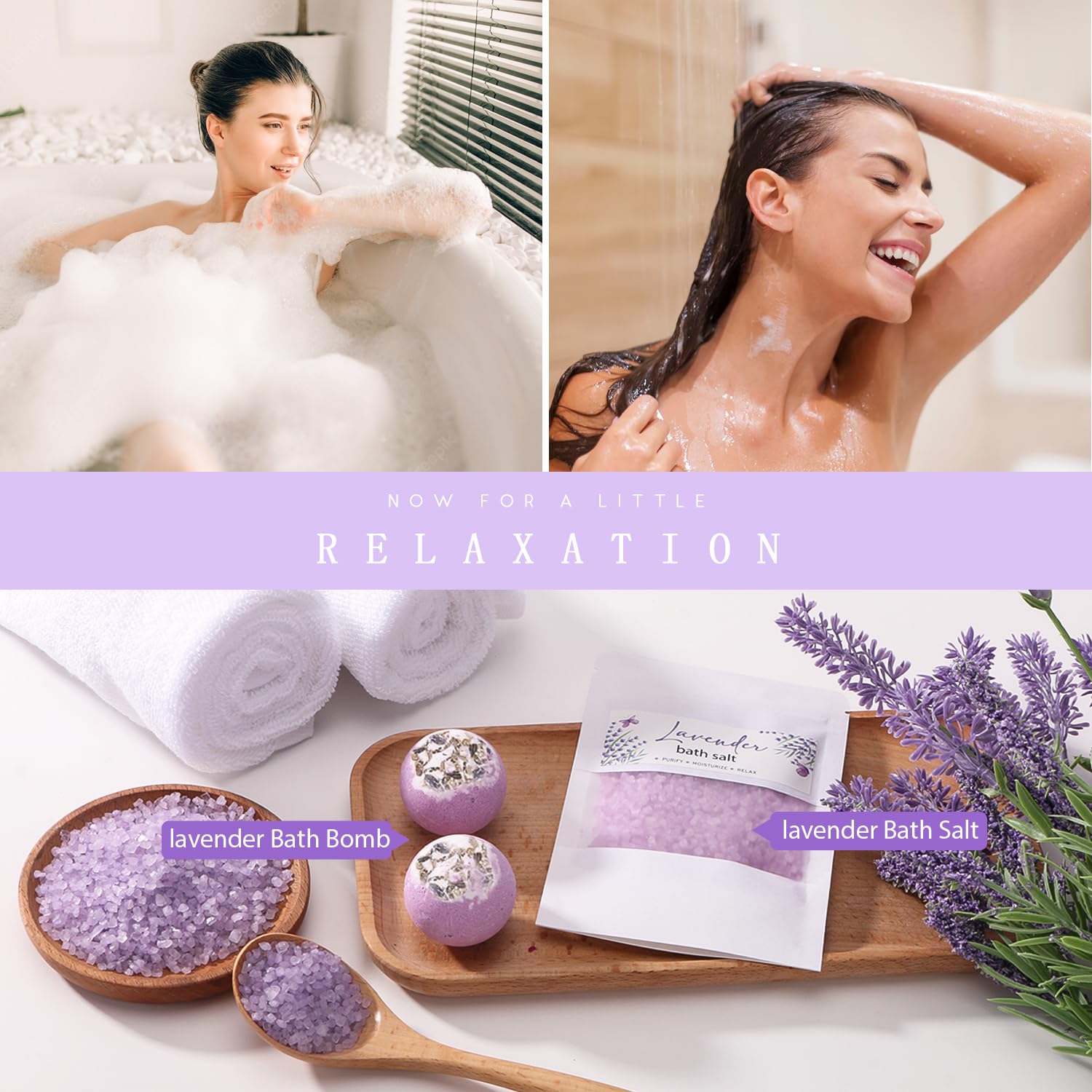 Lavender Spa Gift Set for Women - Relaxing Birthday, Anniversary & Valentine's Day Present for Wife, Mom, Sister or Friend - Self Care Package with Aromatherapy Essentials for Stress Relief & Home Relaxation