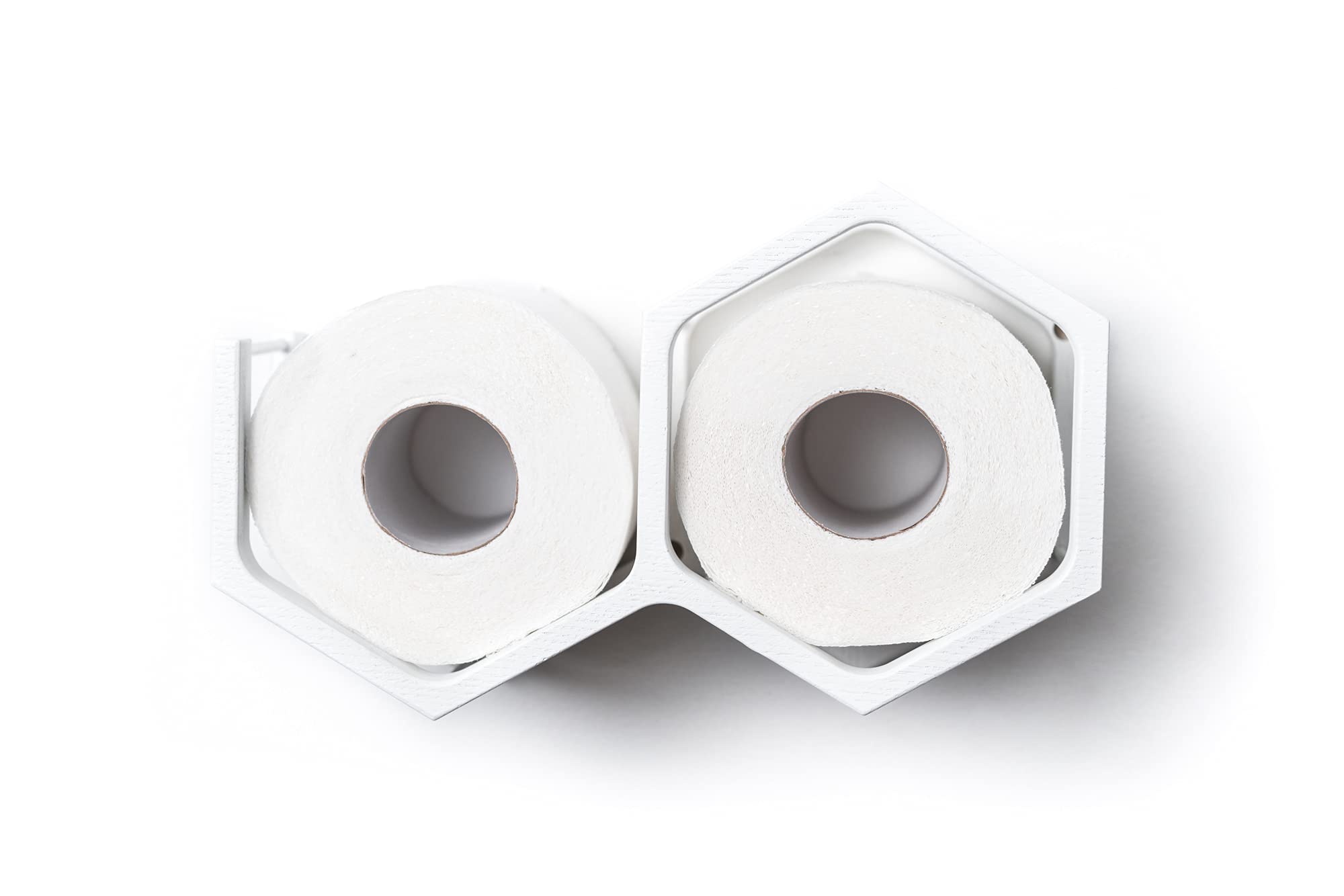 Honeycomb Wood Toilet Paper Holder - Bathroom Tissue Storage Shelf - White - Perfect for Small Bathrooms, Powder Rooms & Vanities