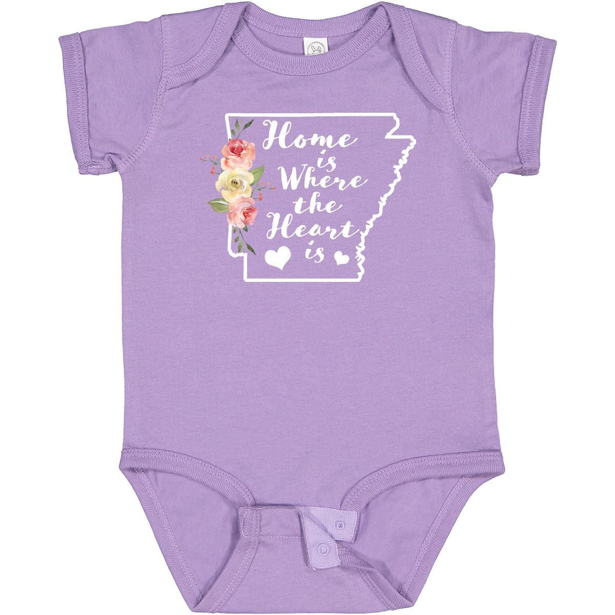 Inktastic Arkansas Home is Where The Heart is Watercolor Baby Bodysuit - Soft Cotton Onesie for Newborns & Infants, Perfect for Family Photos, Holidays & Everyday Wear