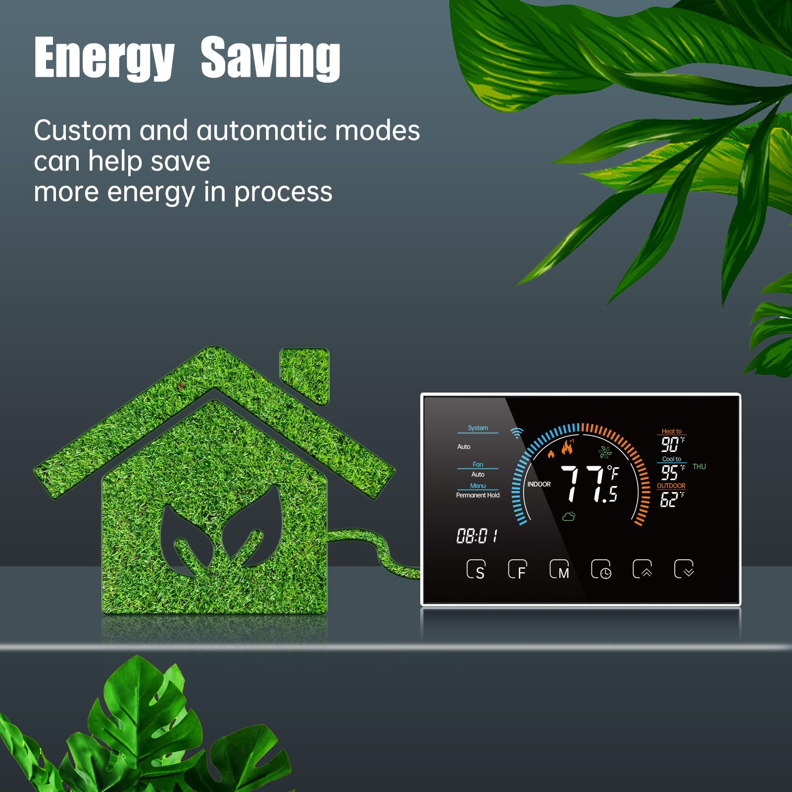 Smart WiFi Thermostat for Home - DXstring Programmable Thermostat with Digital Display, 5+1+1 Schedule, Energy Saving, Voice/APP/Touch Control (Includes C-Wire Adapter) - Perfect for HVAC, Heat Pump & Smart Home Automation