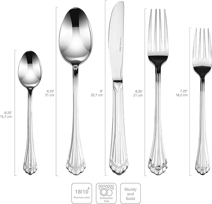 75-Piece Flatware Set for 12 - Premium 18/10 Surgical Stainless Steel Silverware Cutlery with Wooden Storage Chest - Elegant Dinnerware for Hosting, Weddings & Formal Dining