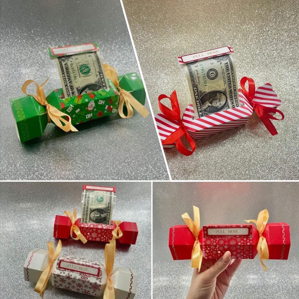 Christmas Money Pull Pouch Gift Box Set (4PCS) - Festive Cash Holder for Holiday Gifts, Stocking Stuffers & Party Favors - Perfect for Christmas Celebrations, Office Exchanges & Family Gatherings