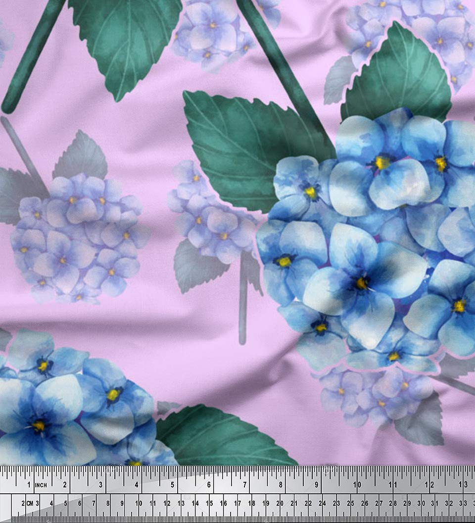Soimoi Rayon Purple Floral Fabric by The Yard - 42 Inch Wide - Leaves & Lavender Blue Flower Printed Textile for DIY Crafts, Dresses & Home Decor - Nature-Inspired Design for Sewing, Quilting & Upholstery