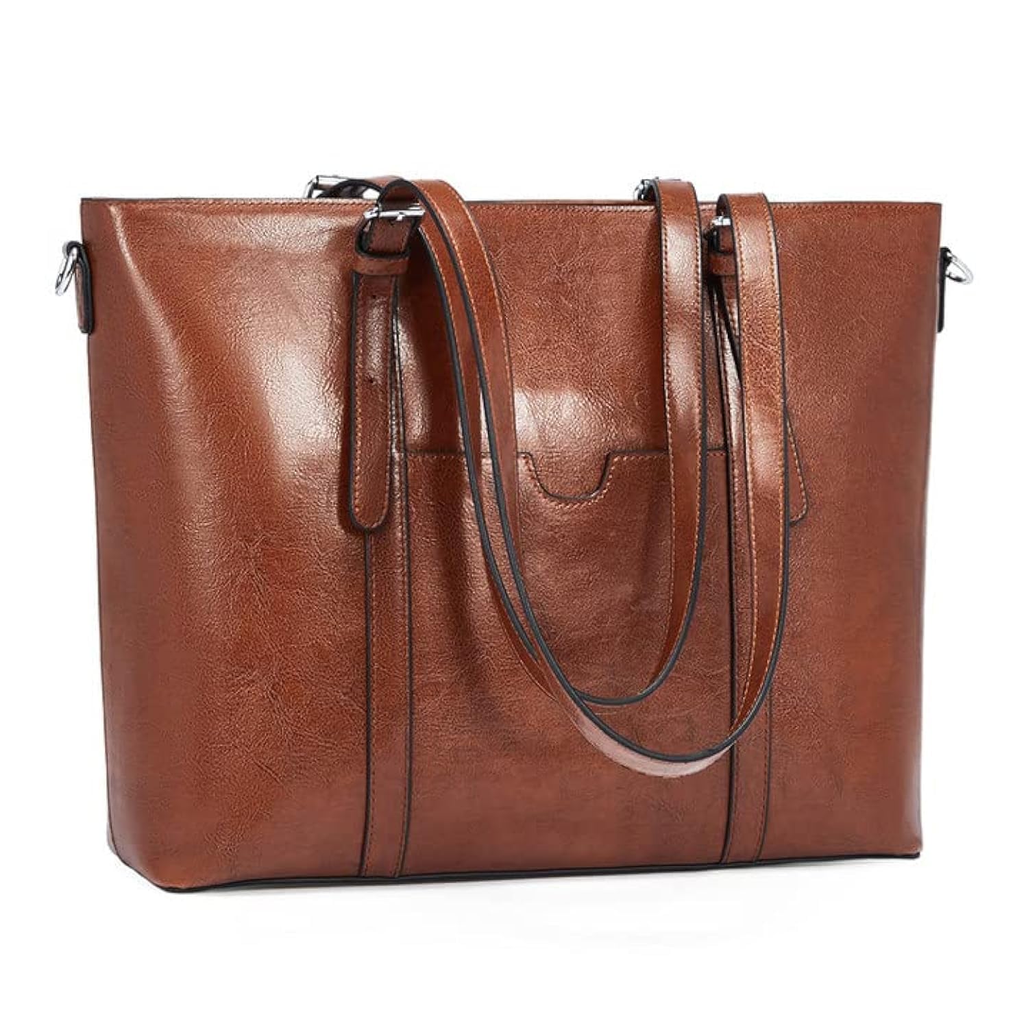 BROMEN Vintage Leather Women's Briefcase - 15.6 Inch Laptop Tote Bag, Professional Work Shoulder Purse for Business, Office & Travel | Stylish Handbag for Women Professionals & Commuters