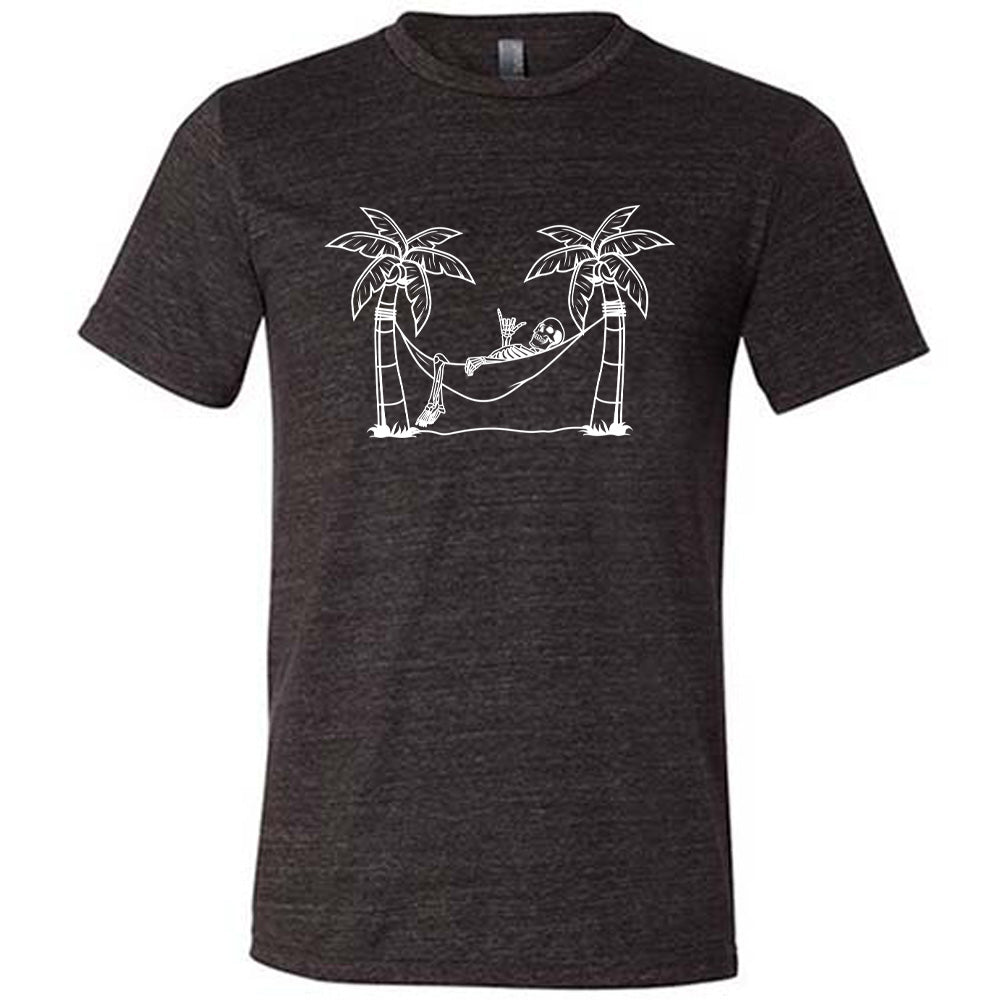 Unisex Skeleton Print Hammock Relaxation Shirt - Perfect for Lounging, Camping & Outdoor Chill Time