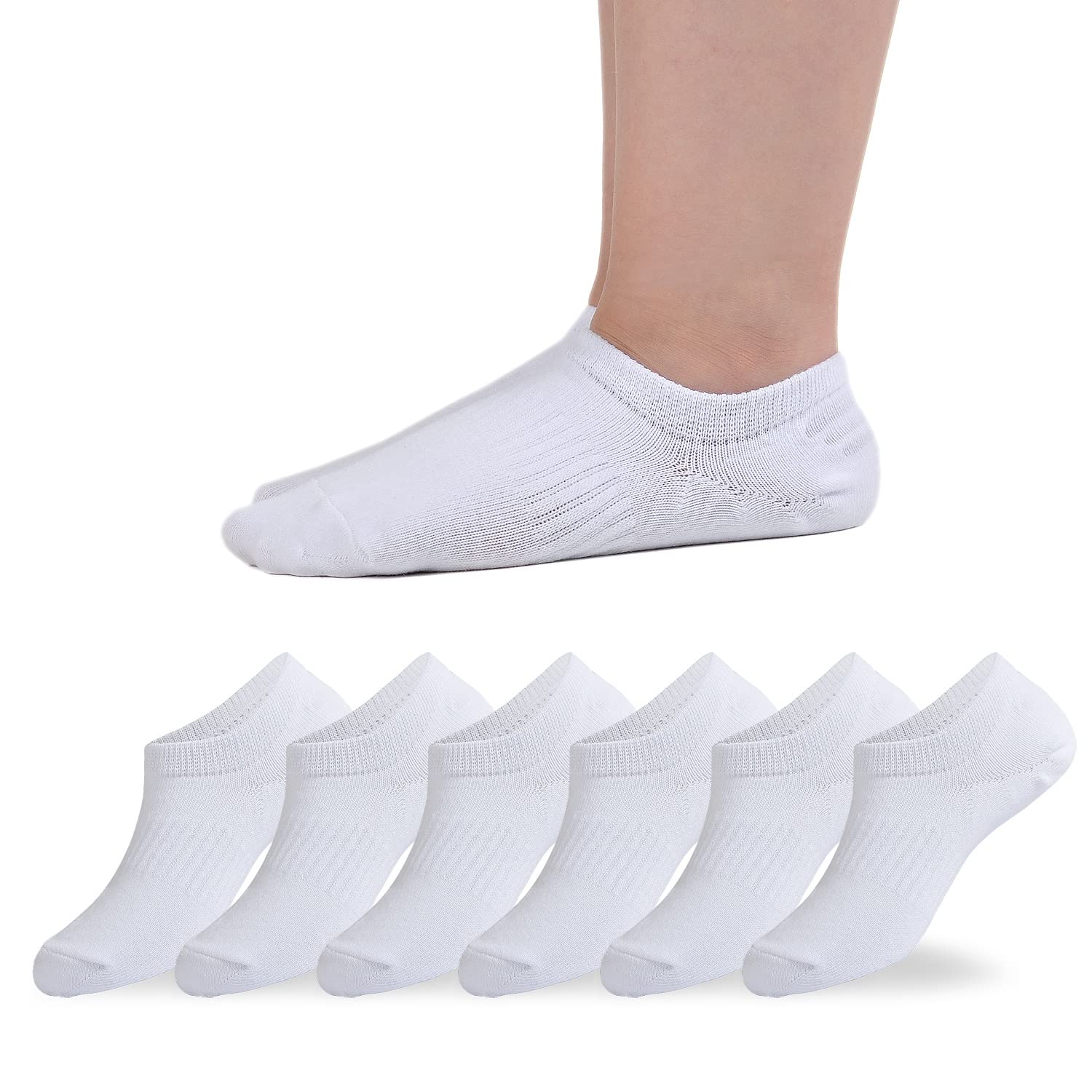 EPEIUS Kids No Show Socks for Girls & Boys - 6/12 Pack Low Cut Cotton Non-Slip Socks for School, Sports & Everyday Wear