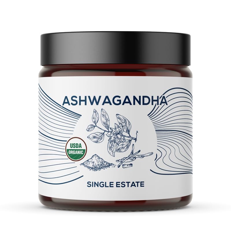 Organic Ashwagandha Powder - Non-GMO, Fair-Trade, Vegan & Gluten-Free Adaptogenic Herbal Supplement | Single Origin Grown in Oregon | Resealable Jar for Stress Relief, Energy Boost & Better Sleep