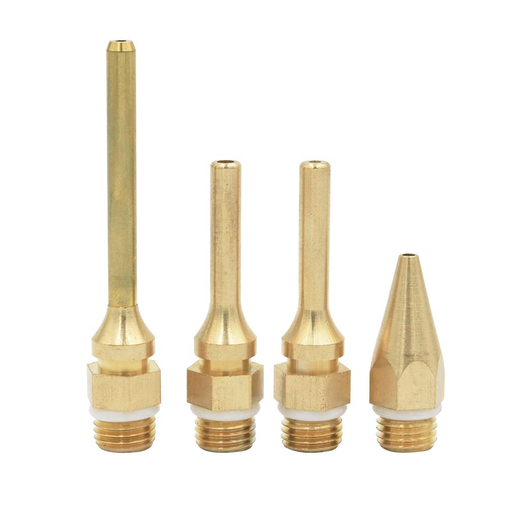 4-Pack Interchangeable Copper Glue Gun Nozzles Set - 2.0x70mm, 2.0x50mm, 2.0x34mm, 3.0x50mm Tips for Hot Melt Glue Guns - Perfect for DIY Crafts, Home Repairs & Woodworking Projects