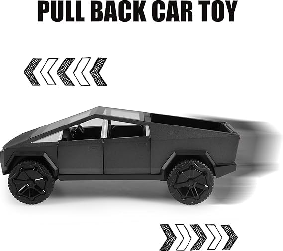 1:32 Scale Gray Cybertruck Metal Diecast Toy Truck with LED Lights & Sound Effects - Realistic Tesla Cybertruck Replica for Kids & Collectors - Perfect Birthday Gift & STEM Learning Toy for Boys & Girls (Black) - Great for Playtime, Display & Car Enthusiast Collections
