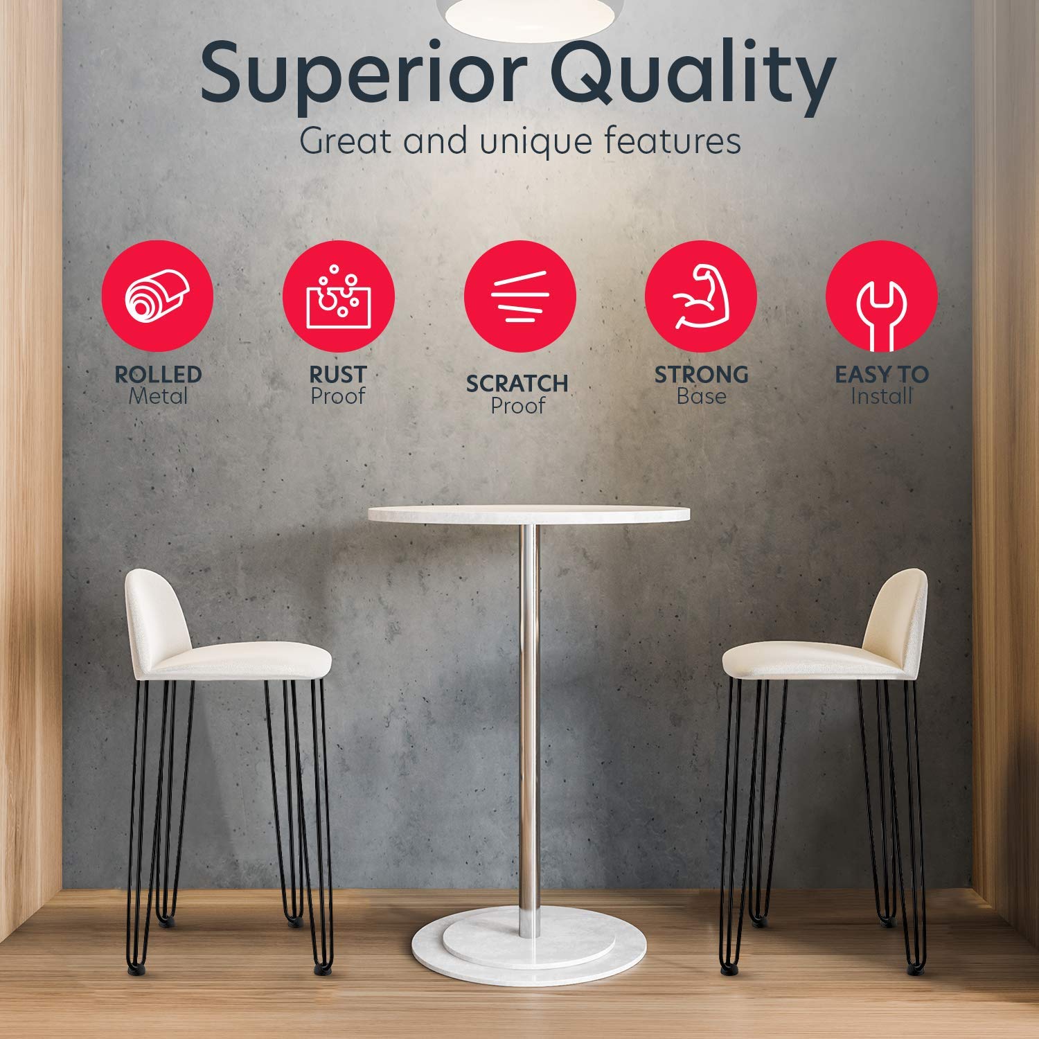 EconoHome 34 Inch Metal Hairpin Table Legs - Modern DIY Desk & Furniture Legs for Dining Tables, Coffee Tables, and Home Office Desks