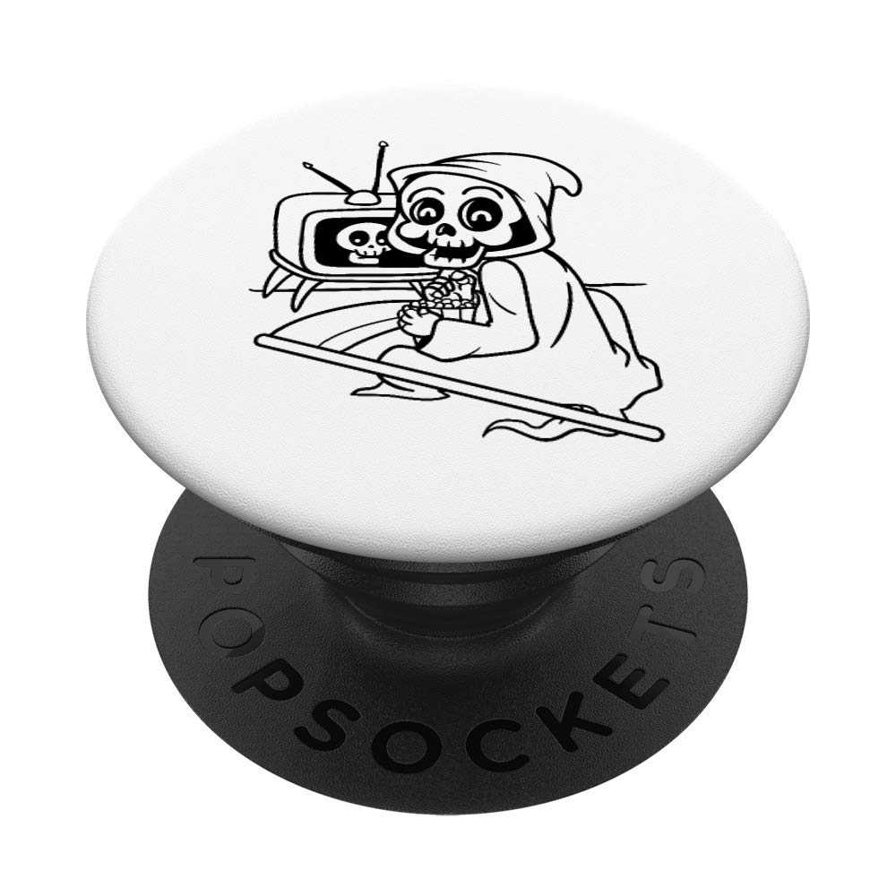 Funny Grim Reaper Watching TV PopSockets Grip & Stand - Phone & Tablet Holder for Men, Women & Kids - Perfect for Watching Shows, Gaming & Secure Device Handling