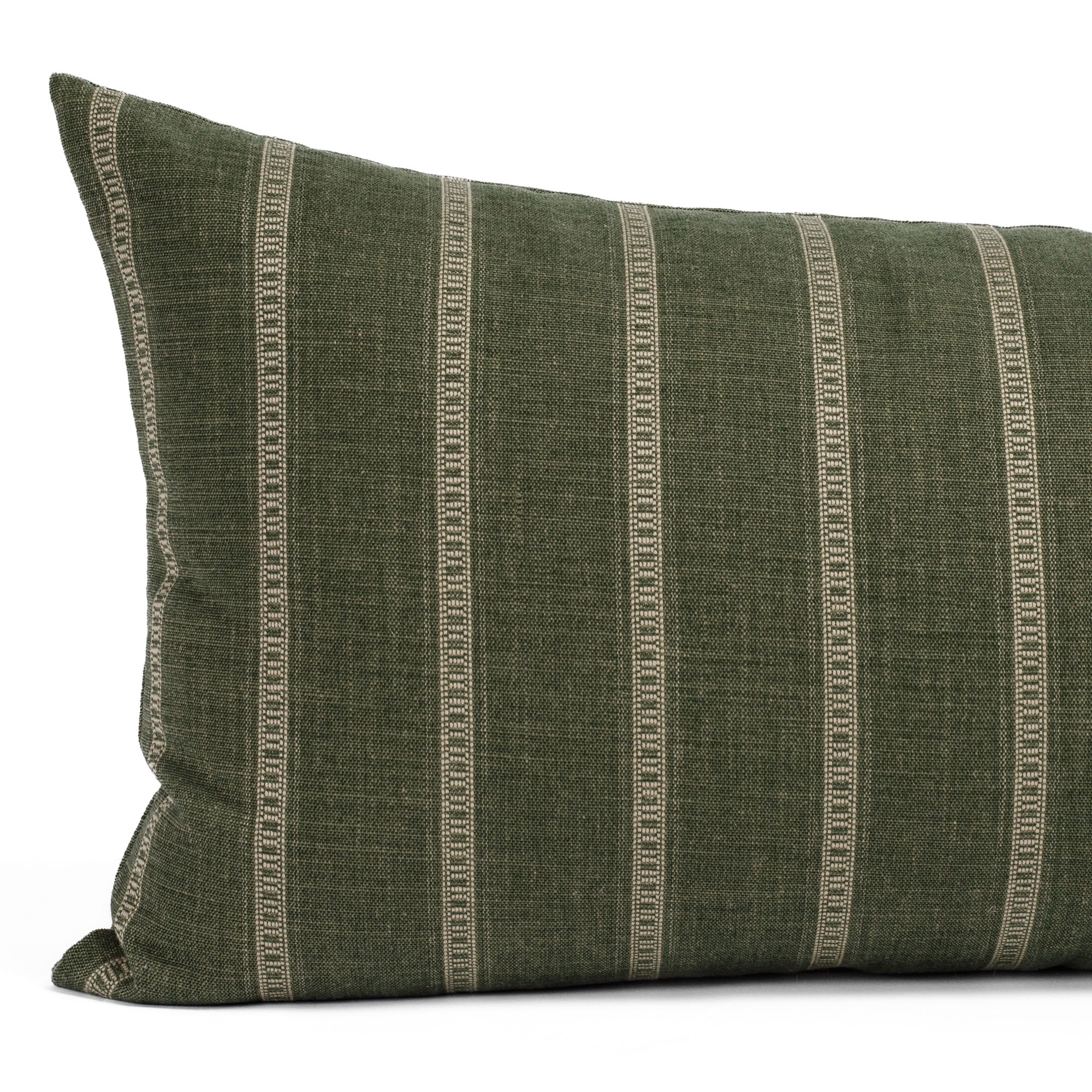 Brunswick Stripe 16x42 Bolster Pillow in Moss Green - Perfect for Sofa, Bed & Home Decor