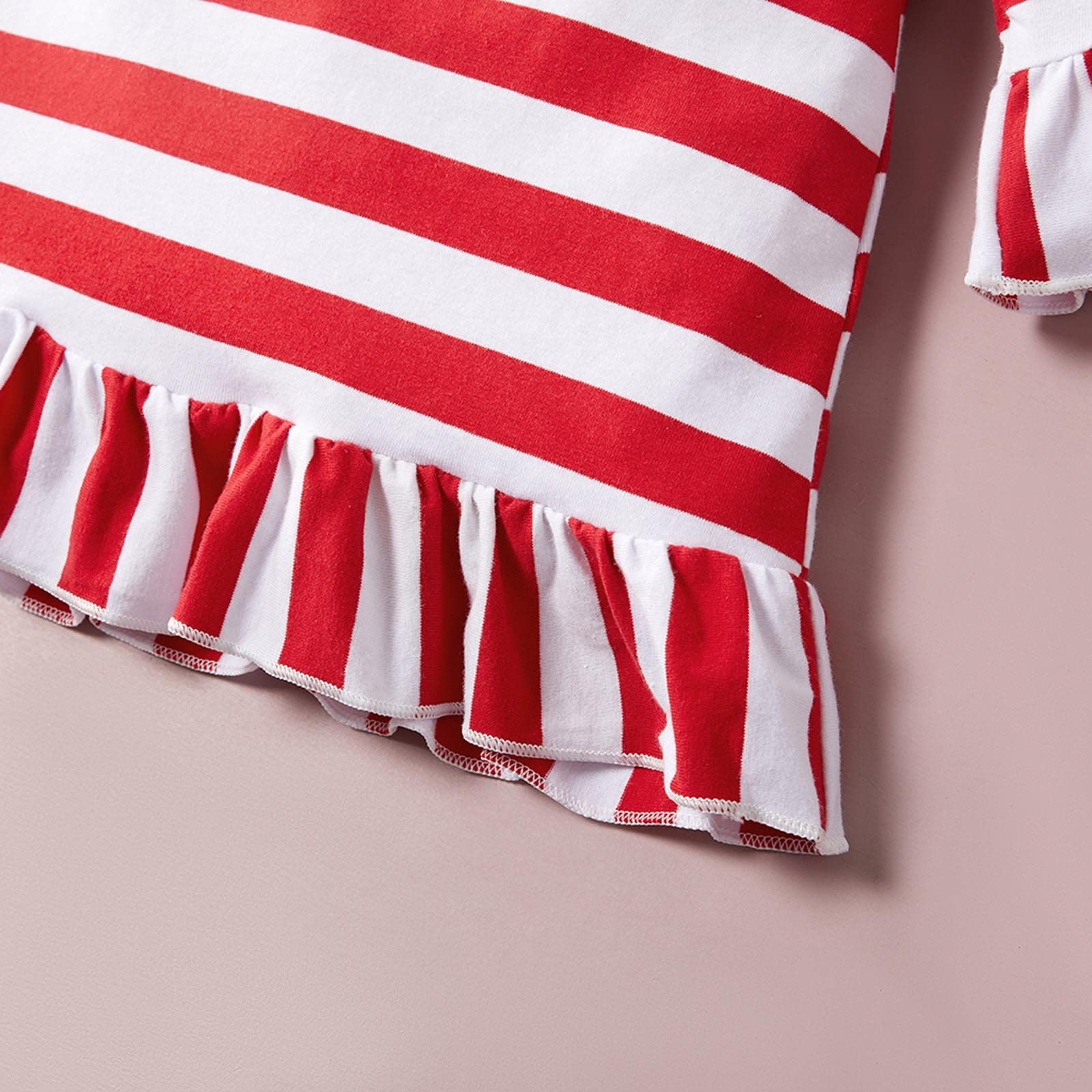 Baby Girls Long Sleeve Striped Christmas Deer Dress - Toddler Princess Party Outfit Size 7 | Holiday Photoshoot, Family Gathering & Special Occasion Wear