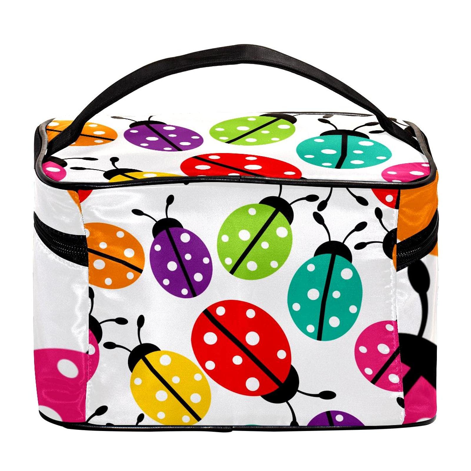 Colorful Cartoon Ladybirds Makeup Bag - Large Cosmetic Organizer for Women & Girls | Travel & Daily Use