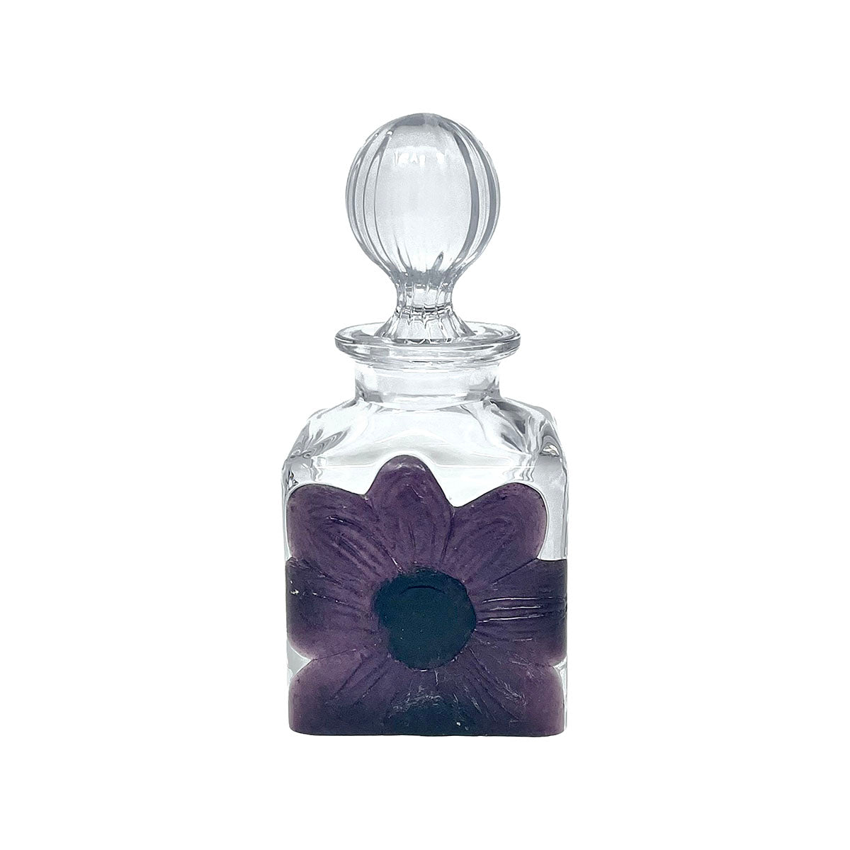 Elegant Daum Perfume Bottle with Purple Flower Design - Perfect for Home Decor, Gift Giving & Luxury Fragrance Display