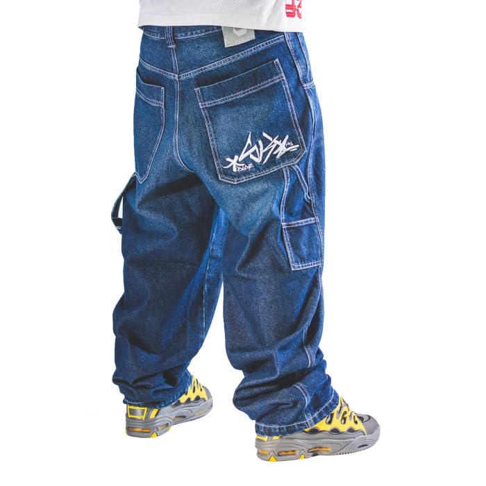**Blueskin Baggy Jeans for Men & Boys - 100% Cotton Skate, Rap & Hip Hop Style Loose Fit Pants with Distressed Used Look - Perfect for Streetwear, Casual Wear & Urban Fashion**