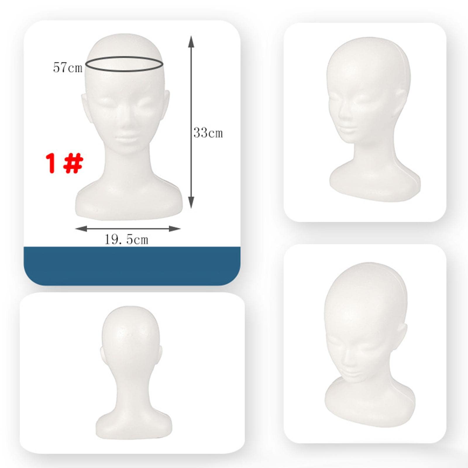 Styrofoam Mannequin Head for Wig Display - White Foam Wig Stand with Adjustable Height for Hairpieces, Hats, Glasses & Headset - Perfect for Salon, Barbershop & Home Hairstyling Practice